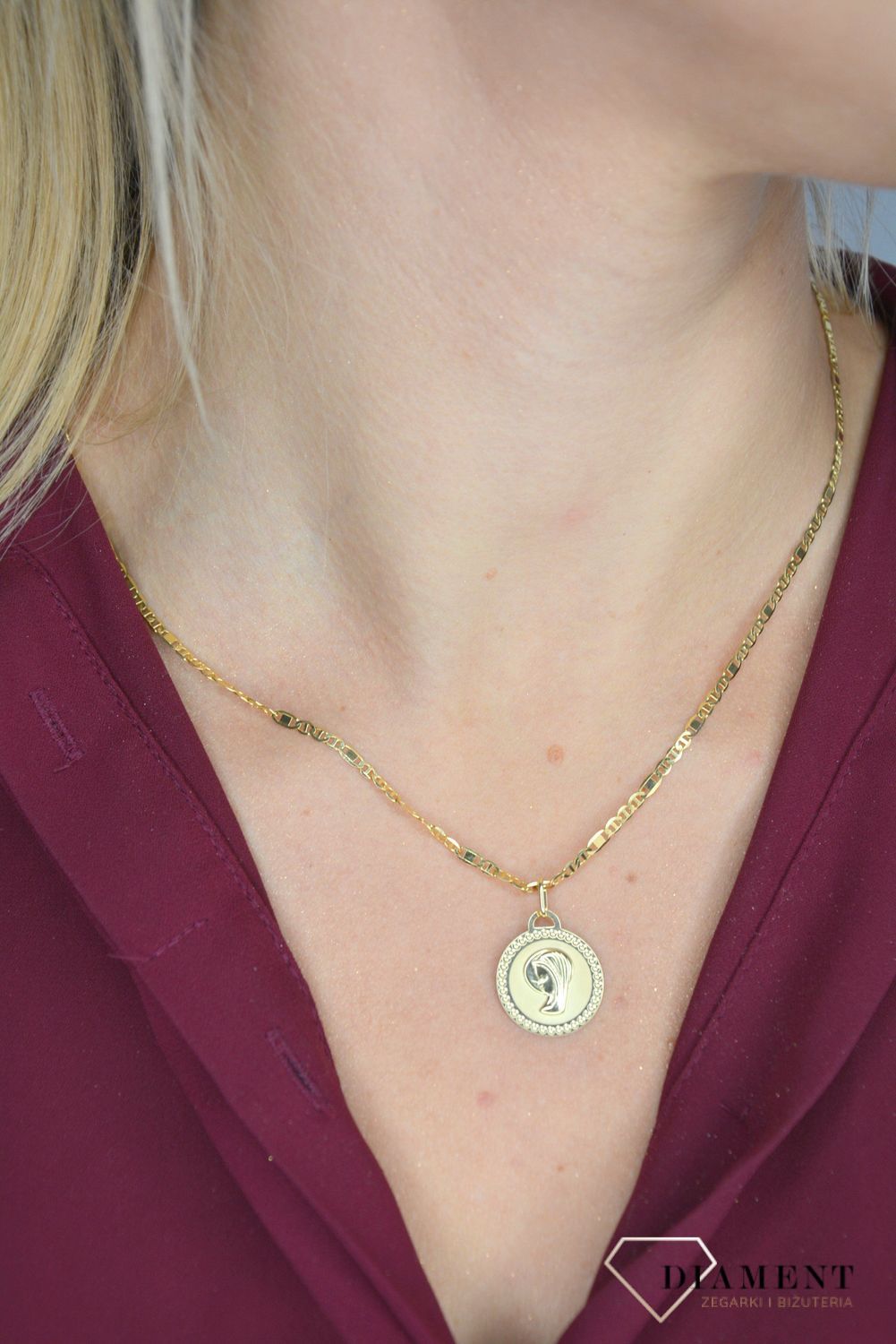 Zawieszka złota medalik okrągły ZA 3783.jpg